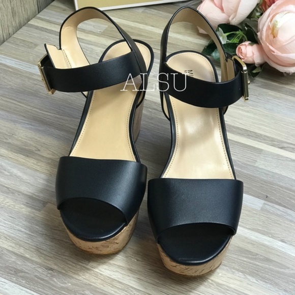 Michael Kors Xaria Wedge Leather Black W AUTHENTIC - Picture 7 of 8